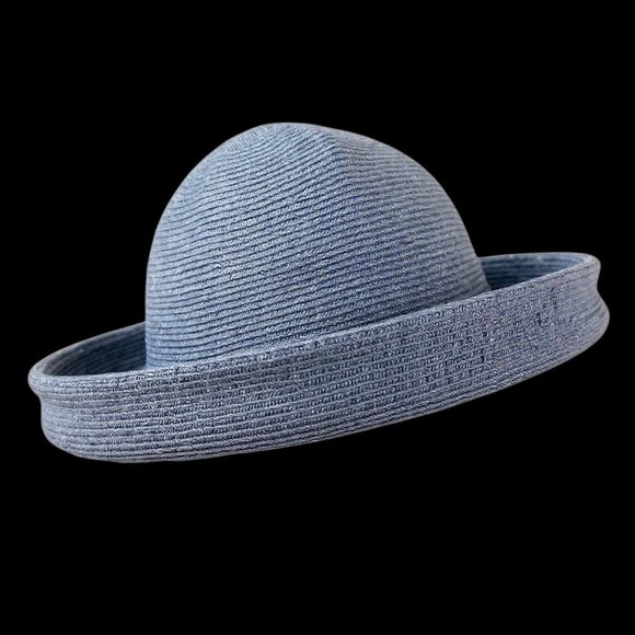 ERIC JAVITS Straw Squishee Packable Sun Denim Blue USA - Picture 2 of 7